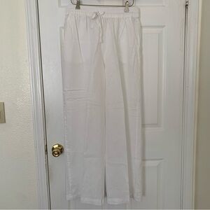 Splendid White Linen Pants Wide Leg L